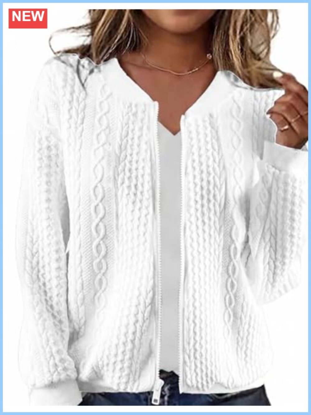 Women's Zip Up Cardigan Hoodie Long Sleeve Jacket Crewneck